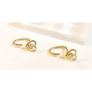 Authentic Real 18k Solid Yellow Gold Heart Huggie Earrings